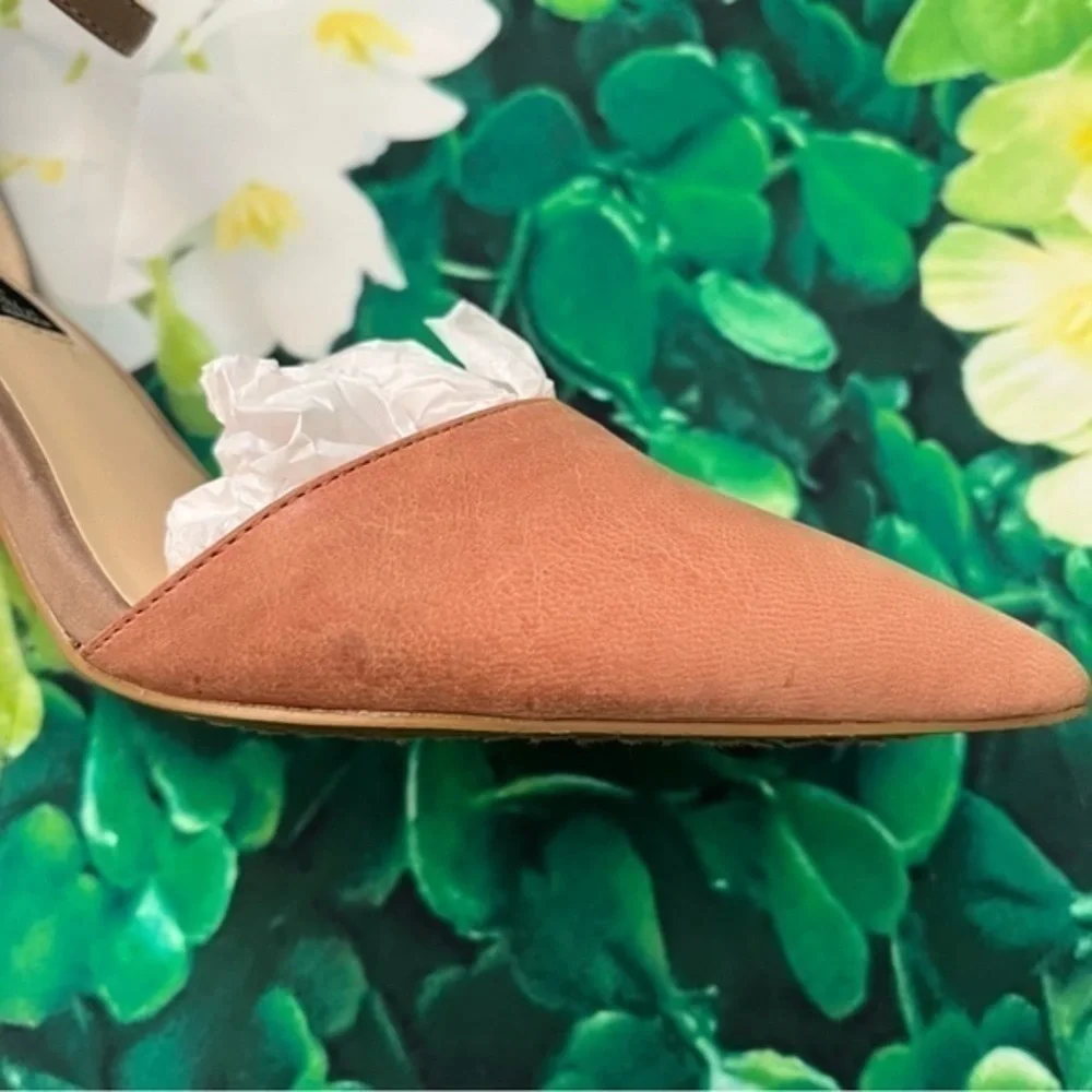 Steven By Steve Madden Anibell Peach Pink Leather Point Toe Heels Size 8.5